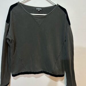 Splendid Charcoal and Black Long Sleeve Burnout Sweatshirt Velvet accents Small